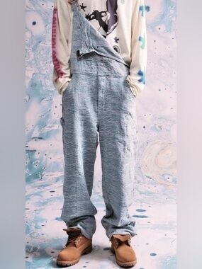 Homme + Femme Blue Wide-Leg Overalls Jeans – Relaxed Workwear Style